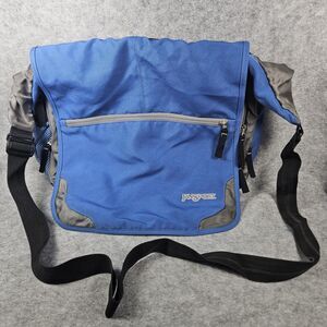 Jansport TM20 Blue Silver Trim Adjustable Crossbody Messenger Bag Work READ